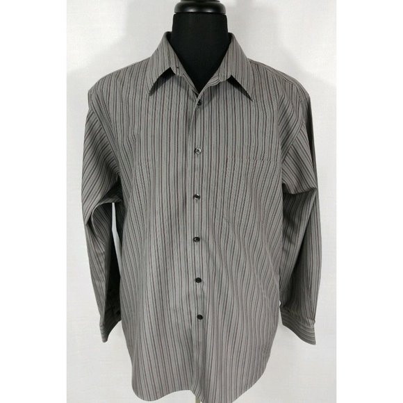 Murano Long Sleeve Dress Casual Shirt Mens 17.5 Neck Gray Purple 23" Chest - Picture 2 of 9